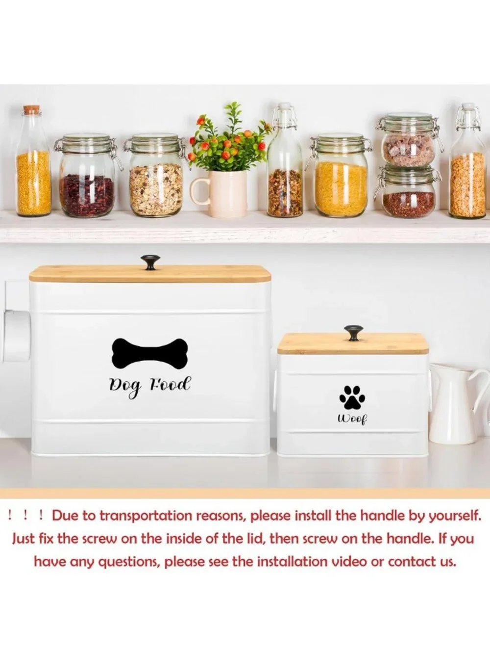 Extra Large Airtight Dog Food Storage Containers Set of 2 with Bamboo Lids